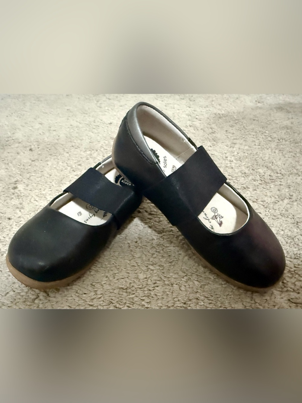 Livie & Luca Black Mary Jane Elastic Strap Girls Shoes Size 9 Toddler